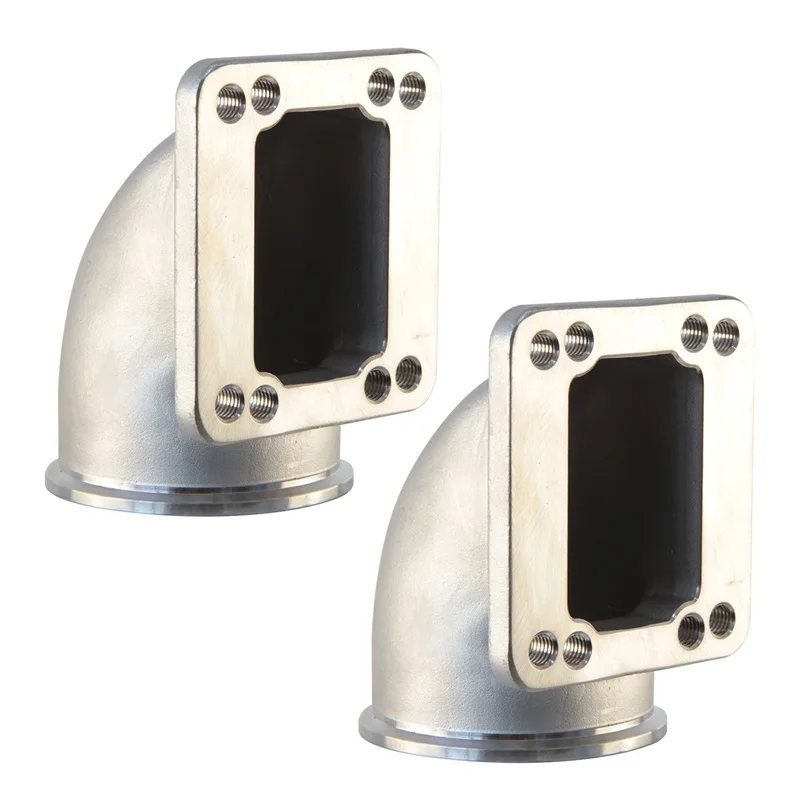 76mm Vband 90 Degree Cast Steel Turbo Elbow Adapter Flange For T3 T4 Turbo 2PCS