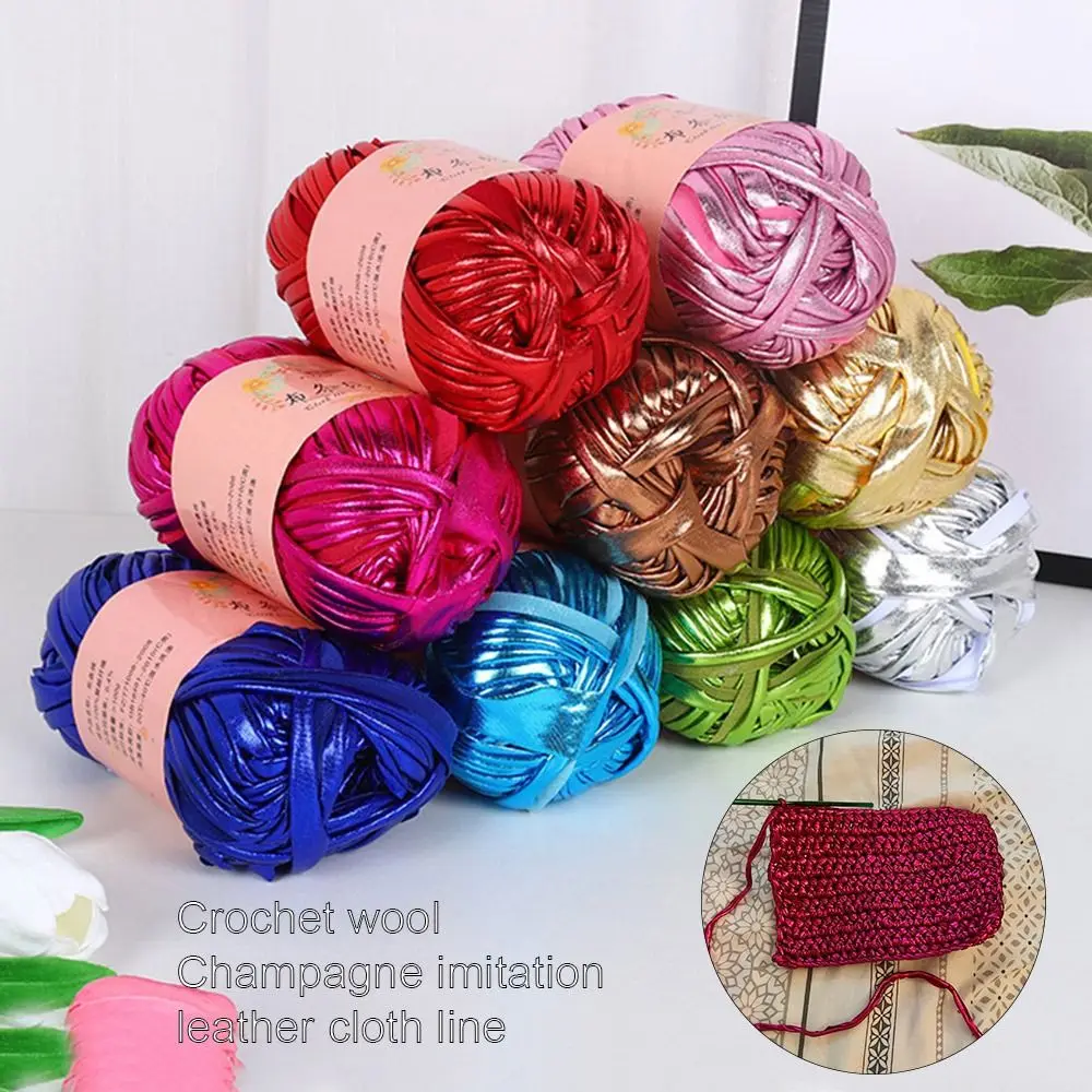 100g Imitation Leather Shiny Crochet Yarn DIY Hand Knitting Yarn Ball For Bag Blanket Cushion T-Shirt