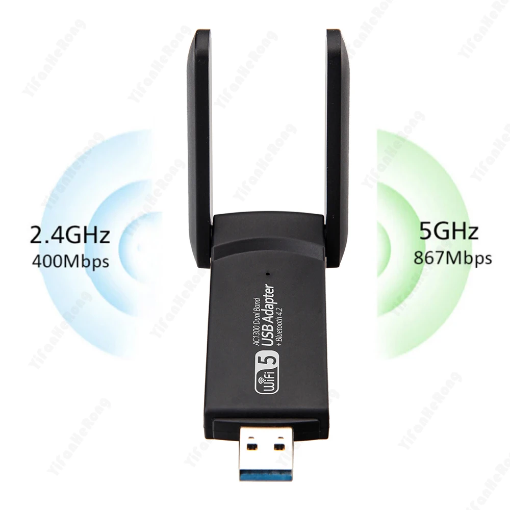 

Беспроводной Wi-Fi USB 3,0 адаптер 1300 Мбит/с Bluetooth-совместимый 4,2 двухдиапазонный 2,4G и 5 ГГц для настольного ПК ноутбука сетевая карта приемник