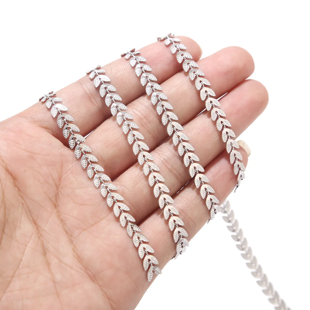 5Meters Stainless Steel 6mm Leaves Chains Aircraft Chain for Jewelry Making DIY Women Fashion Necklace Bracelet Anklets