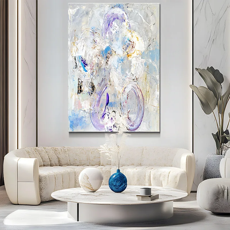 ภาพตกแต่งโรงแรม ภาพนามธรรมระดับไฮเอนด์ สำหรับตกแต่งทางเดินในคลับเฮาส์ ภาพแขวนผนัง ลายเครื่องมือ ชุดสีม่วง