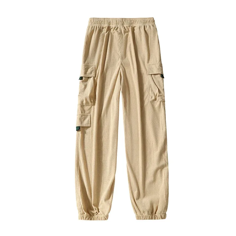 الخريف والشتاء العلامة التجارية العصرية فضفاضة بلون ملابس العمل غير رسمية السراويل للرجال نمط هونج كونج رياضي أسفل السراويل للرجال