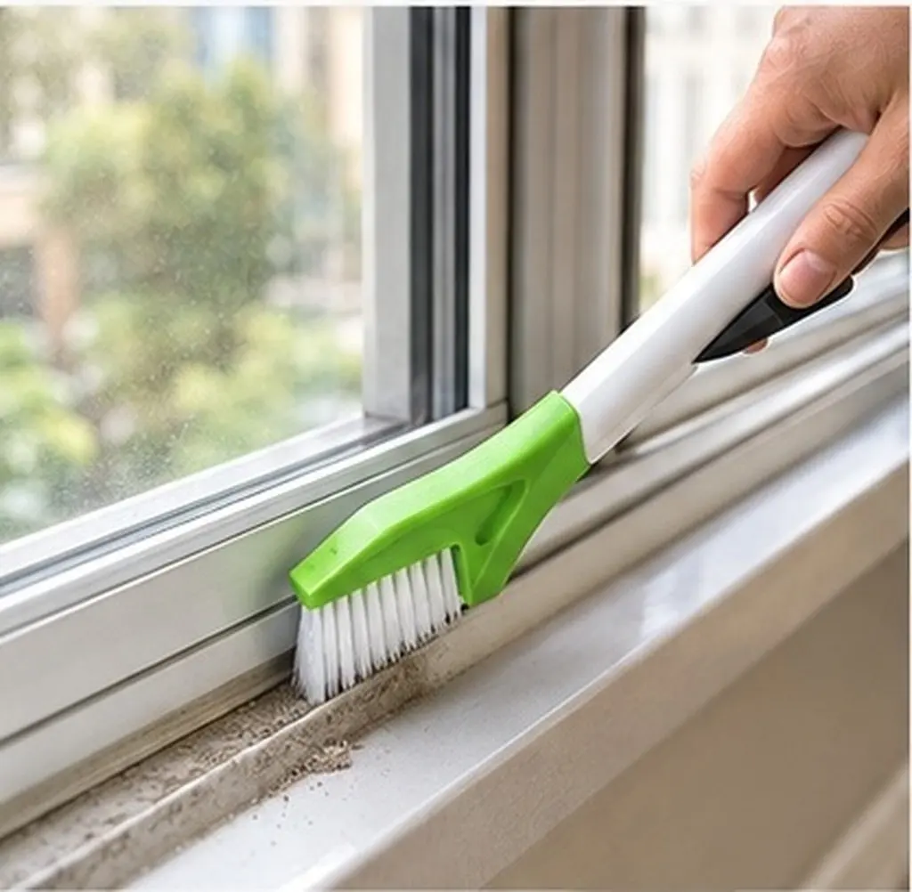 4Pcs Window Track Cleaner Brush Kit for Sliding Doors, Grooves & Rails – Curved Vertical Gap Cleaning Tools