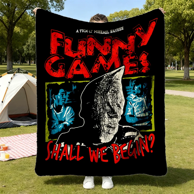 Funny Games Flannel Throw, Michael Haneke Movie Cozy Blanket, Cult Horror Film Warm Blanket, 90s Vintage Bootleg Style