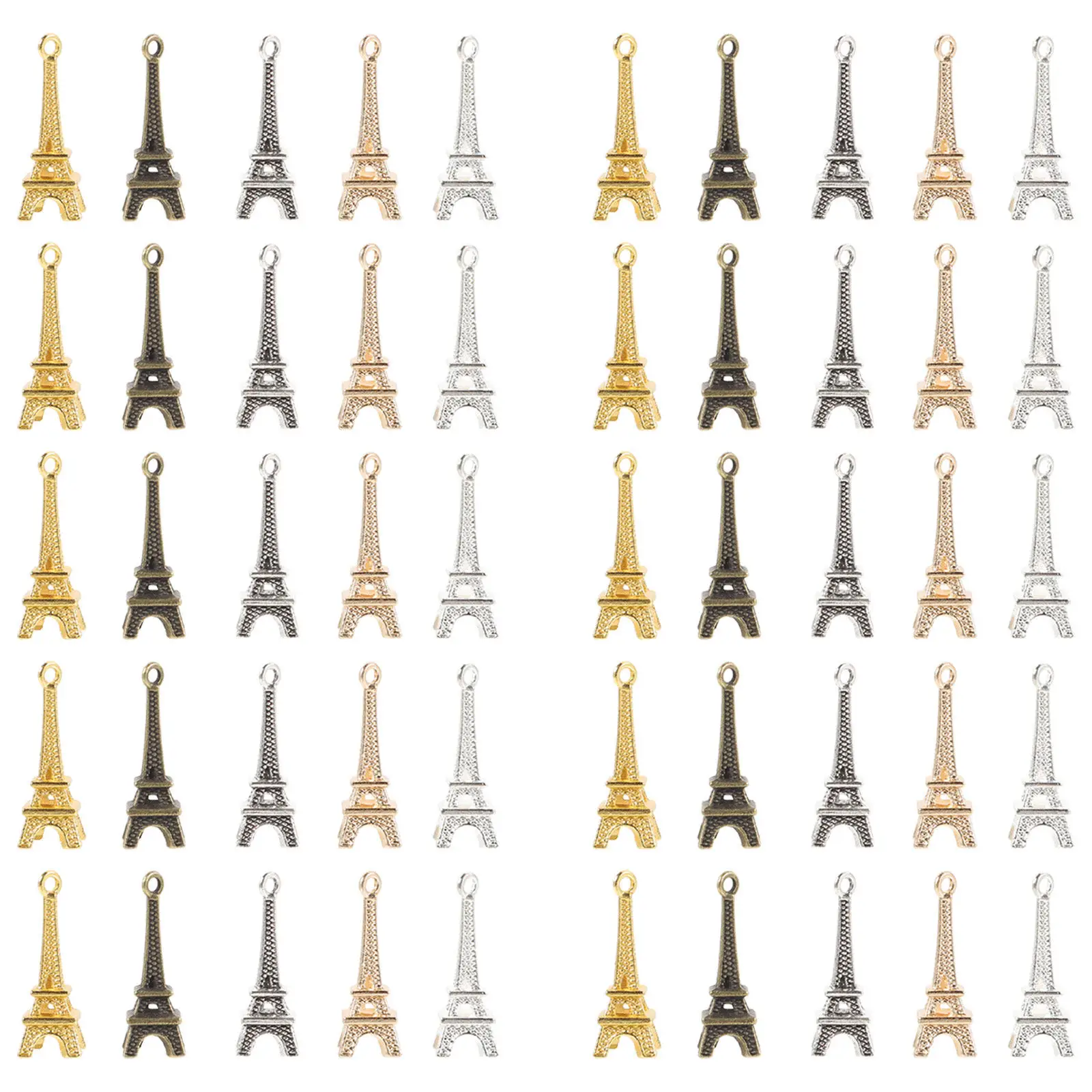 

60 шт. миниатюрных подвесок в виде Эйфелевой башни из сплава для самостоятельного изготовления ожерелий, брелоков, браслетов