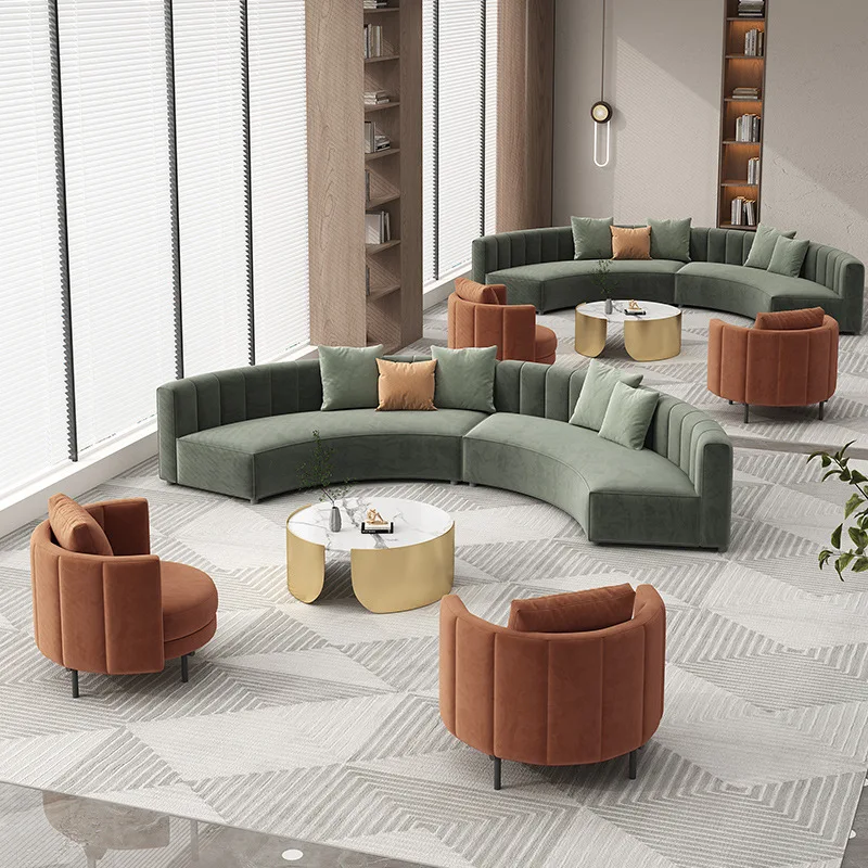 Club VIP Lobby Sponge Curved Flannel Hotel Lobby Reception Sofa