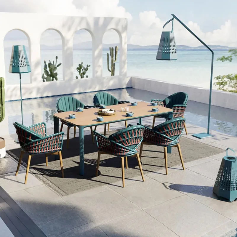 chairs Garden villa open-air high-end community yard light luxury dining table and chairs Aluminum waterproof and sunscreen