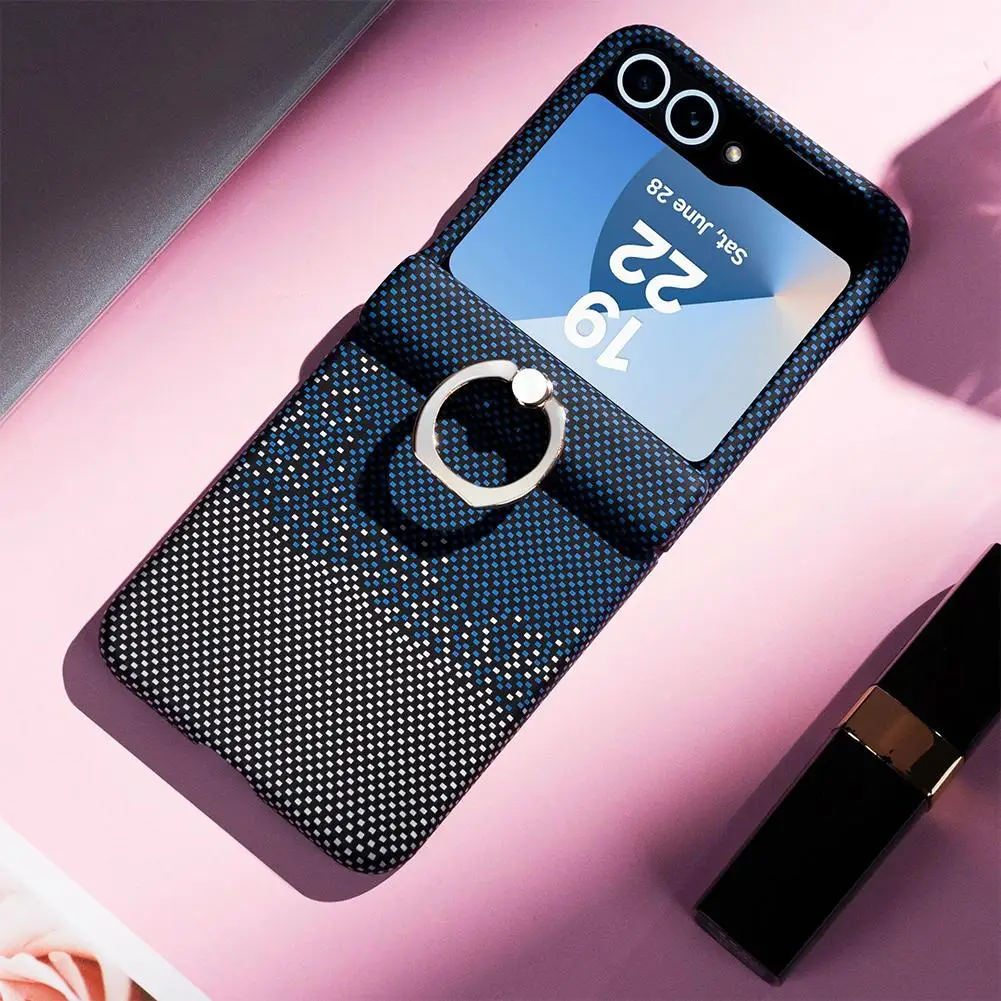 2-in-1 Phone Case For Samsung Z Flip7 With Holder Hinge Protection Screen Tempered Film Case Shockproof Protection Phone Co X2A1