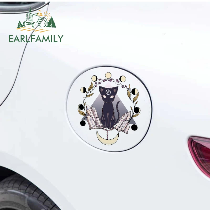

EARLFAMILY 13 см x 11,2 см, наклейки на автомобиль с изображением черной кошки и загадочной пентаграммы, водонепроницаемые, индивидуальные, солнцезащитные, для мотоциклов
