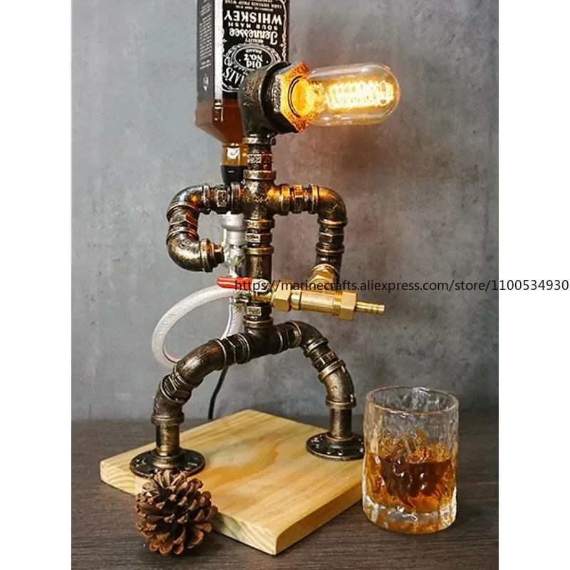 

Industrial wind Water Pipe Robot Creative Wine Rack Restaurant Decoration