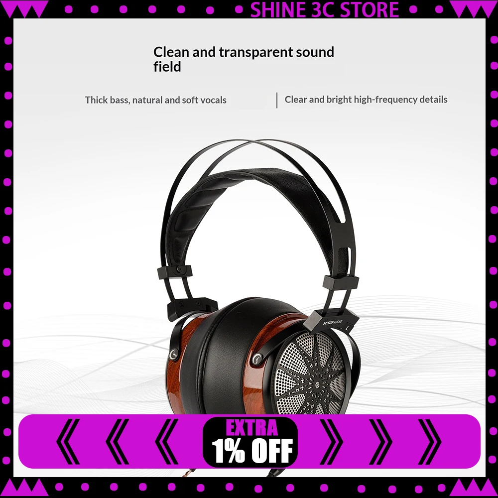 SENDYAUDIO Apollo Open Back Planar Magnetic HiFi Wired Over-Ear Headphones Solid Wood 4.4mm Audiophile Headset For Gifts