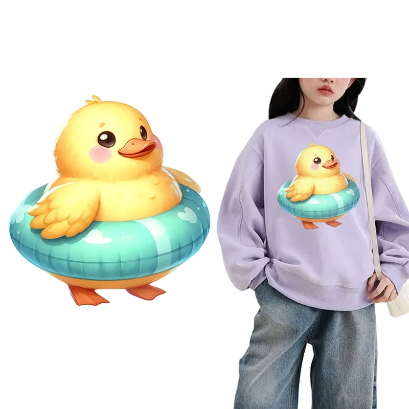 Iron on Patches Cute Little Yellow Duck DIY Heat Transfer Clothes T-shirt Thermal transfer stickers Decoration Printing