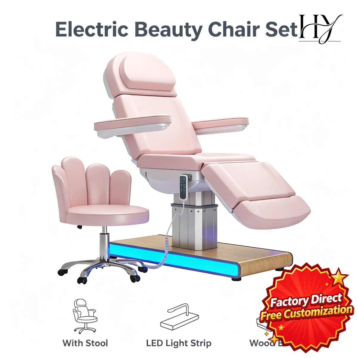 Heated Electric Massage Bed 3 Motor Adjustable Spa Treatment Table for Professional Esthetician Salon Clinic