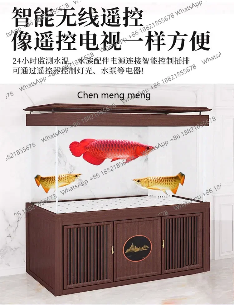 E153 New Chinese screen ultra-white glass bottom filter large aquarium water-free arowana tank silent