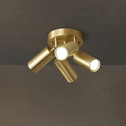 Luz de teto semi embutida industrial moderna Fumi, luminária de teto retrô clássica dourada para corredor, cozinha, quarto L