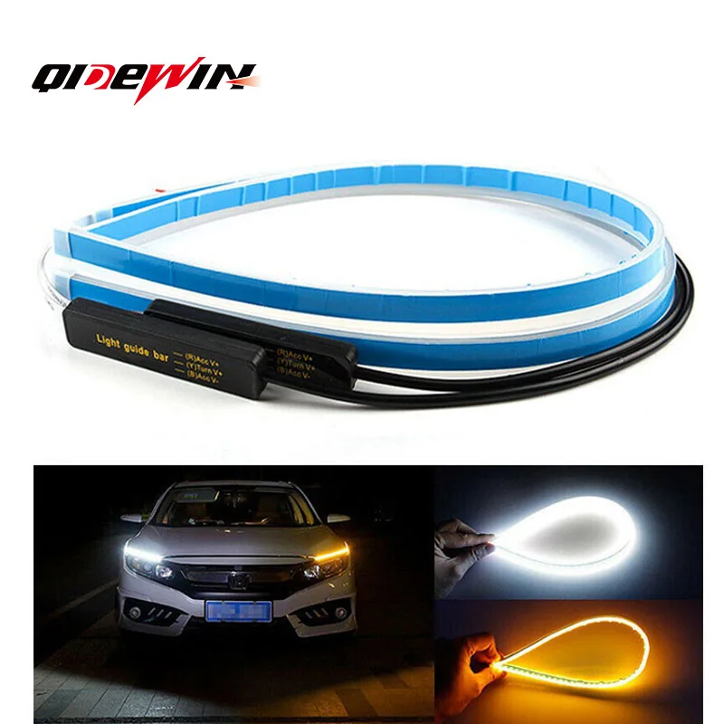Ultra-thin light two-color running water light, plus car led eyebrow light turn signal white and yellow decoration
