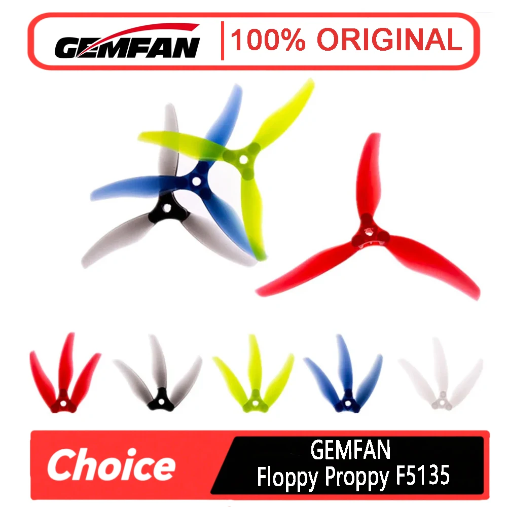 2쌍 GEMFAN 플로피 프로피 F5135 프로펠러 - 5.1인치 접이식 3블레이드, FPV 프리스타일 장거리 4/6S 5인치 드론용