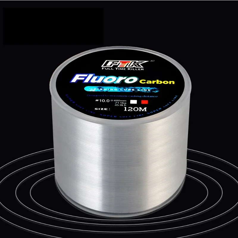 New 120M Carbon Fiber Coating Leader Lure Fishing Line 0.14-0.6mm 1.88-21.5kg Wearable Fluorocarbon Line Accessories