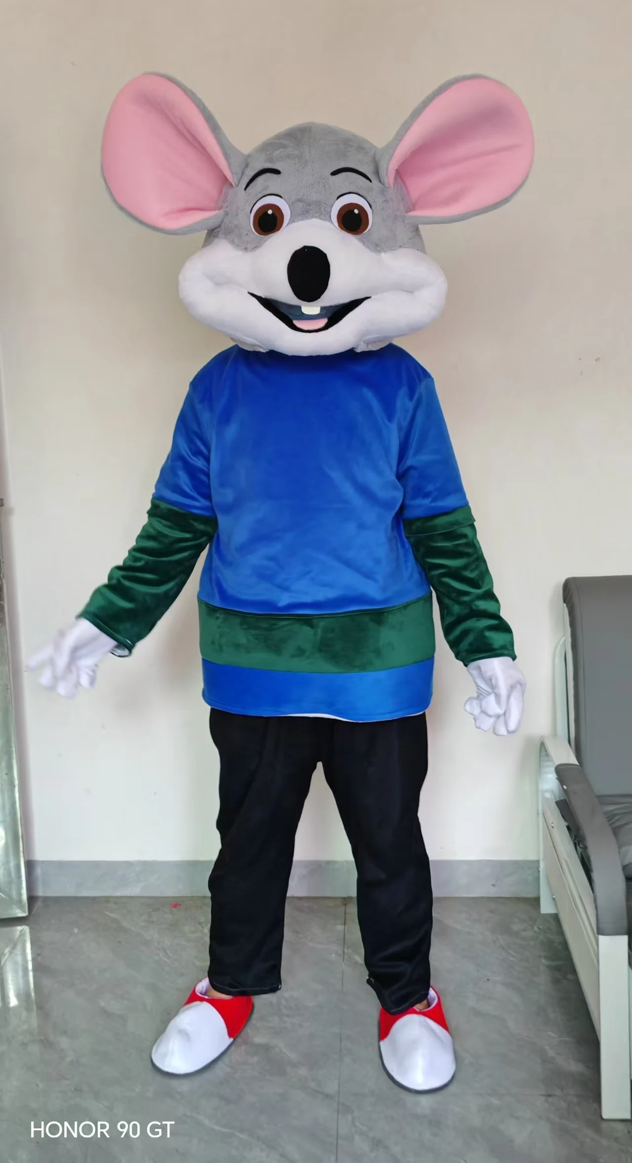 

Chuck E. Cheese Grey Mouse Halloween Christmas Dress New Adult Character Cartoon Full set Props Outfit Carnival Fancy Dress