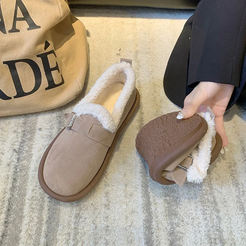 

Теплая удобная обувь на плюшевой подкладке, осень-зима 2021, новые женские мокасины на мягкой подошве, домашняя обувь без шнуровки на платформе