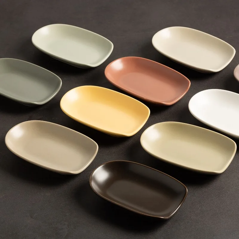 Korean Creative Irregular Ceramic Condiment Dish Multifunctional Spoon Holder Simple Notched Sauce Dish Family Kitchen Tableware