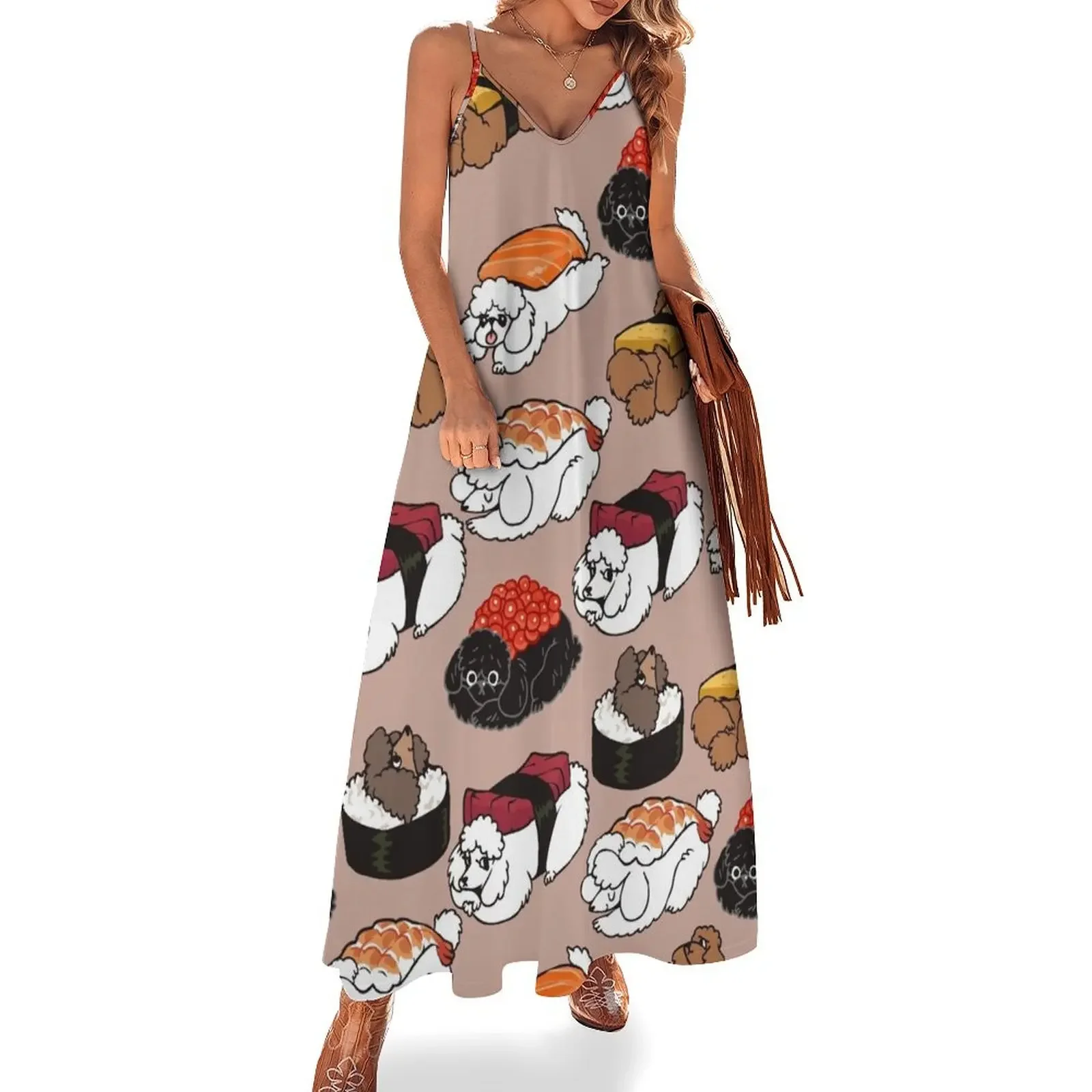 

Sushi Poodle Sleeveless Dress evening dress women dress dresses