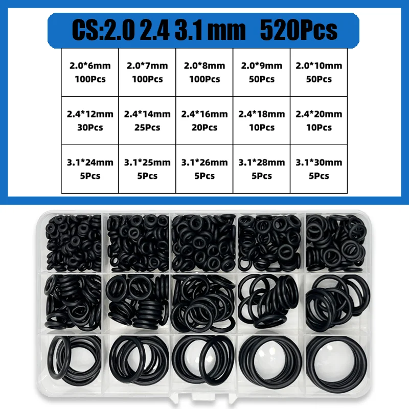 Insgesamt 3200 O-Ring CS1,0–3,1 mm Dichtungsscheibe, schwarzer NBR-O-Ring, Kfz-Reparatur, Sanitärdichtungen, ölbeständig, hohe Temperatur – Detail 14