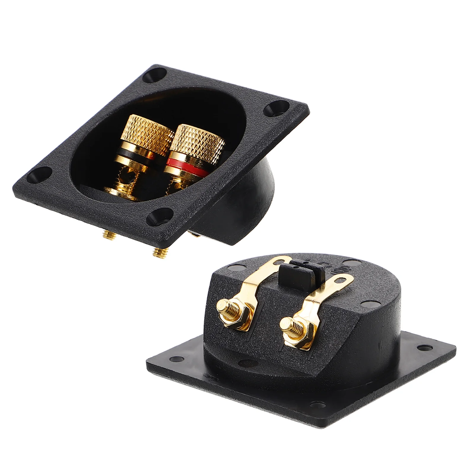 2 Pcs Speaker Junction Box 2-way Spring Loaded Jacks Copper Binding Post Wire Connector Plate The Plug