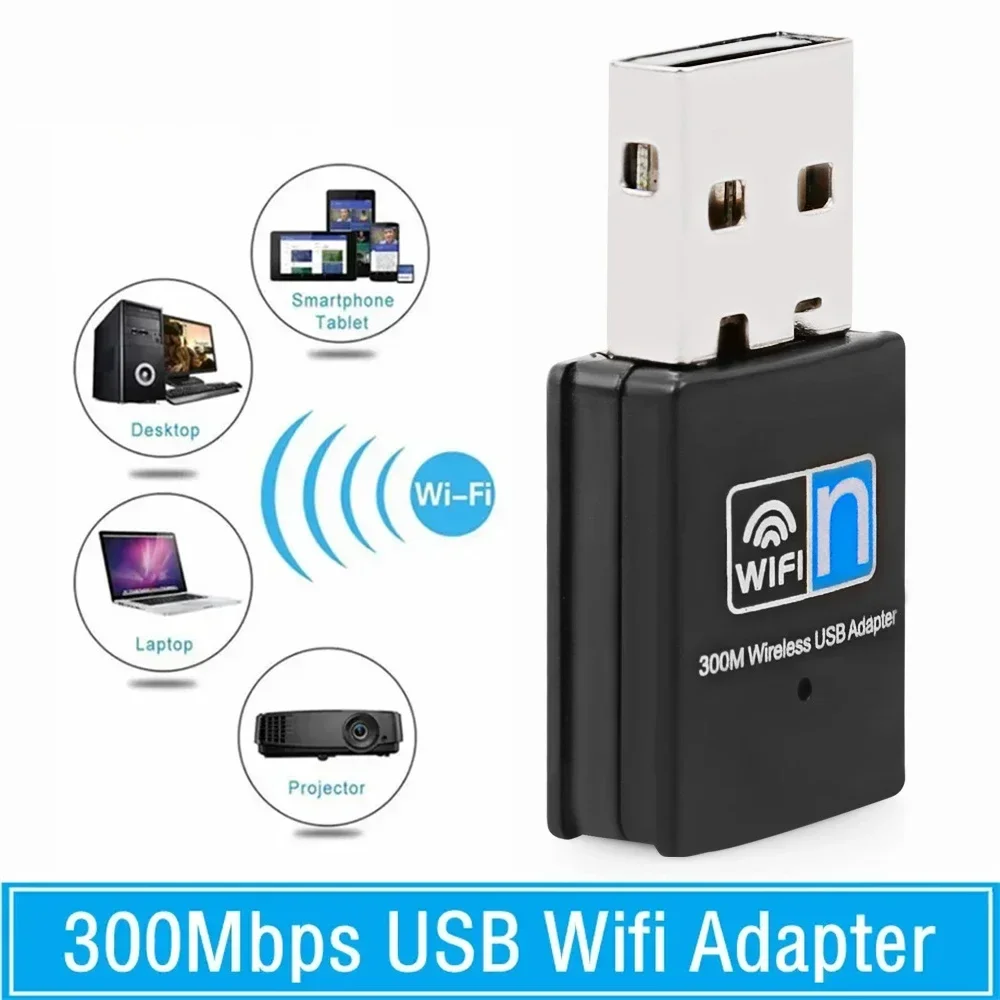 Wireless Mini USB Wifi Adapter 802.11N 300Mbps USB2.0 Receiver Dongle Network Card For Desktop Laptop Windows 7 8 10 11