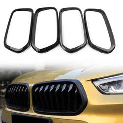 2 Pcs Glossy Black Car Front Bumper Grille Frame Cover Trim Decoration For BMW X2 F39 2018 2019 2020 2021