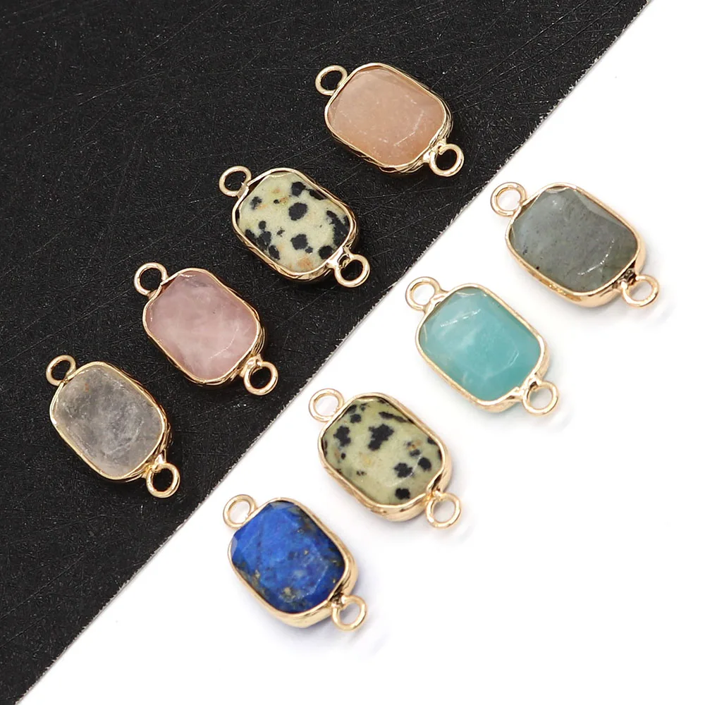 

Natural Stone Oval Agate Crystal Pendant 11x25mm Double Hole Connector Charm DIY Necklace Earrings Fashion Jewelry Accessories