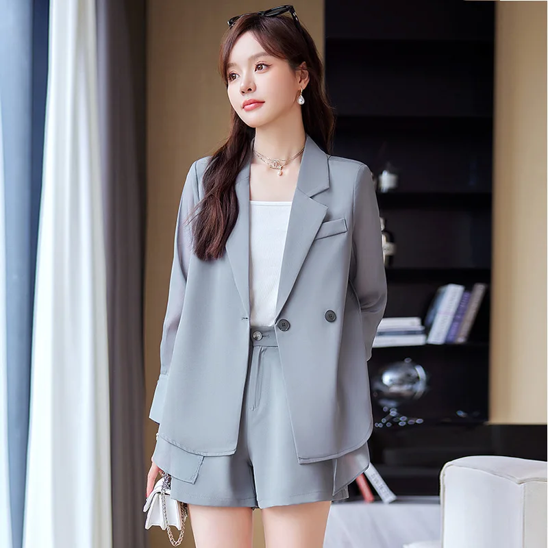 New Fashion Spring Summer Women Half Transparent Thin Blazer Office Lady Single Button Suit Jacket Coat Girl Party Clothing Gift