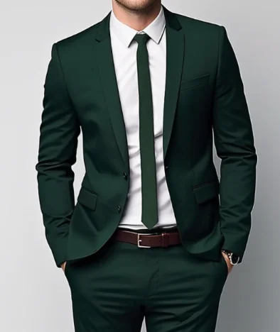 

New Dark Green Business Suit Men Tuxedos Groom Groomsman Formal Prom Wedding Party 2 Piece Set Jacket And Pants