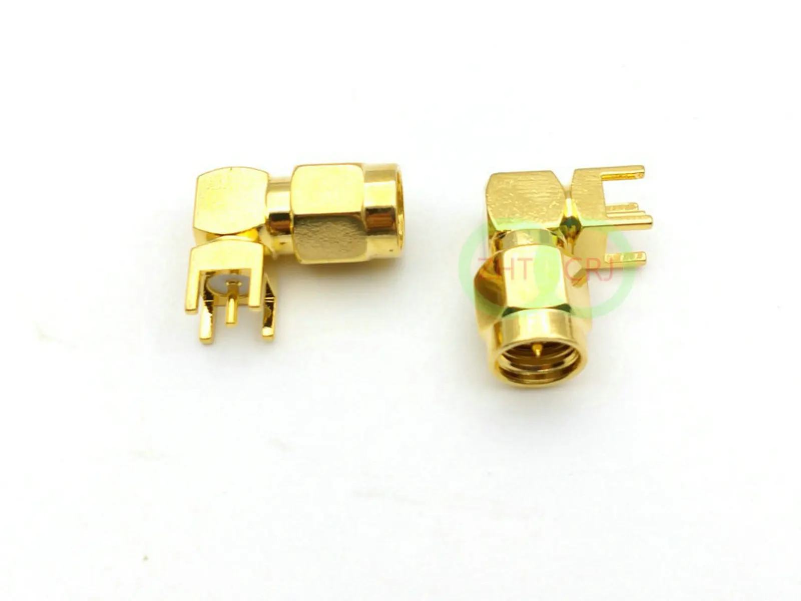 Gold plated SMA Plug male right angle thru hole PCB Mount RF Coax adapter