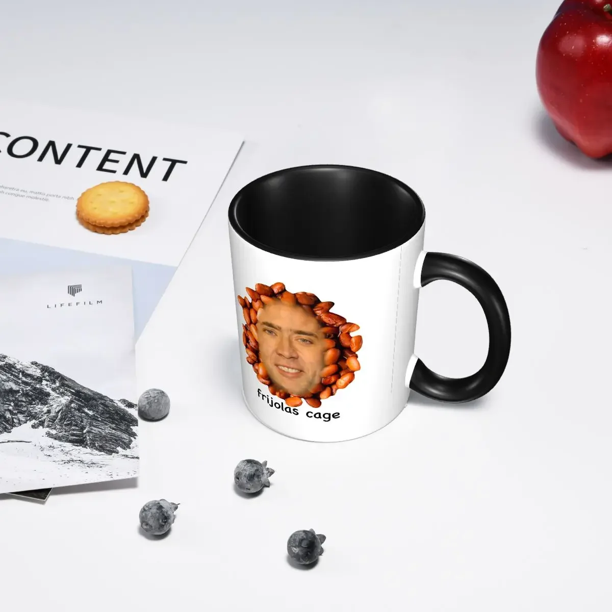 Nicolas Cage Meme Frijolas Cage Ironic Funny Cursed Mug Funny Ceramic Coffee Cups Tea Mugs Milk Cup Drinkware Gifts for Friends