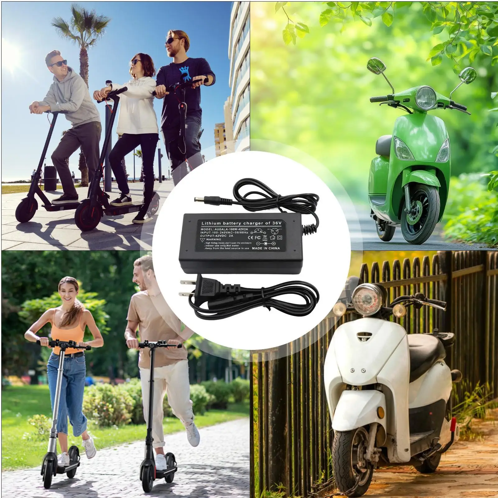 

Electric Bike Charger 42V2A Replacement Battery Charger Energy-Saving Maintainer Charging Accessories For E-scooters Scooters