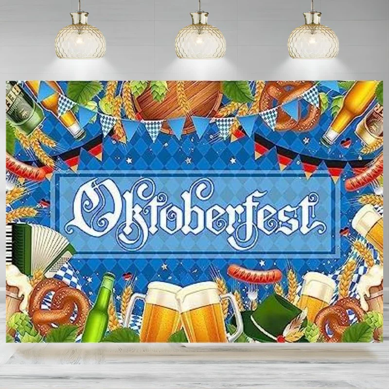 Oktoberfest Banner Backdrop German Bavarian Beer Party Decoration German Beer Festival Themed Photography Background Parade