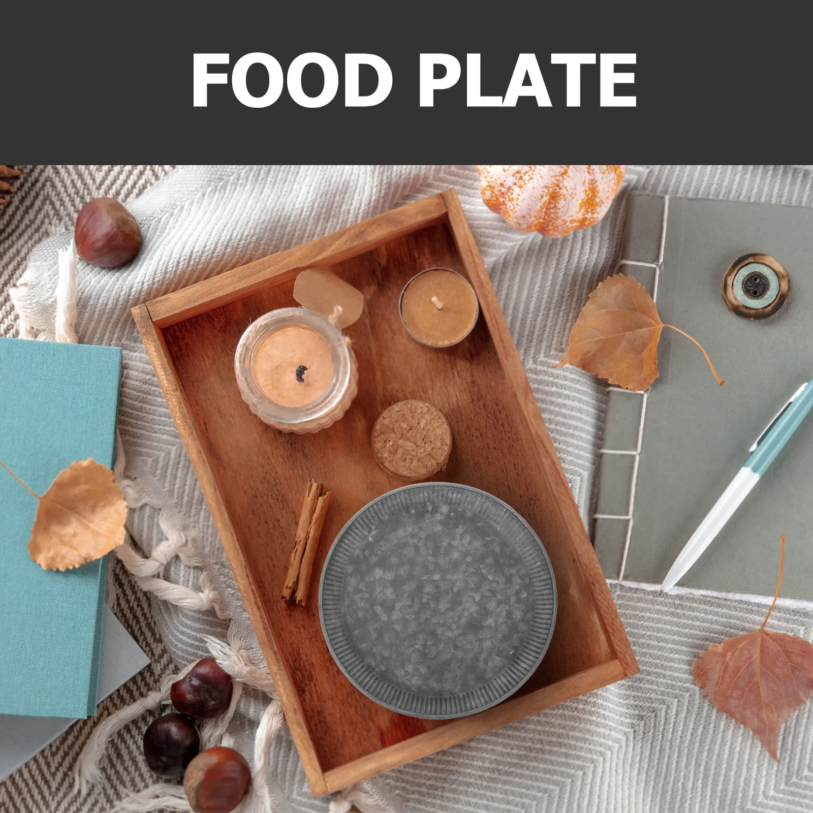 

Круглый декоративный поднос из оцинкованной стали с волнистым краем, многофункциональный сервировочный поднос для декора гостиной и спальни