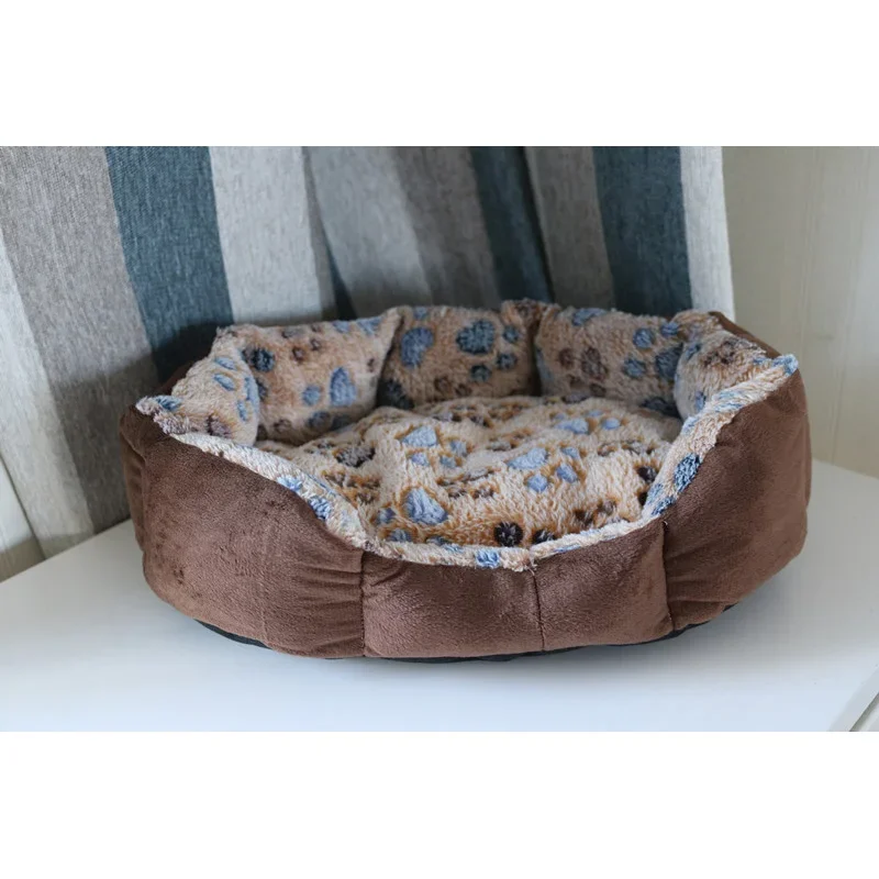 Footprint Warm Pet Bed for Cats Small Dogs Winter Cat House Washable Cotton Puppy Sofa Kennel Pet Mat Cushion Cama Perro