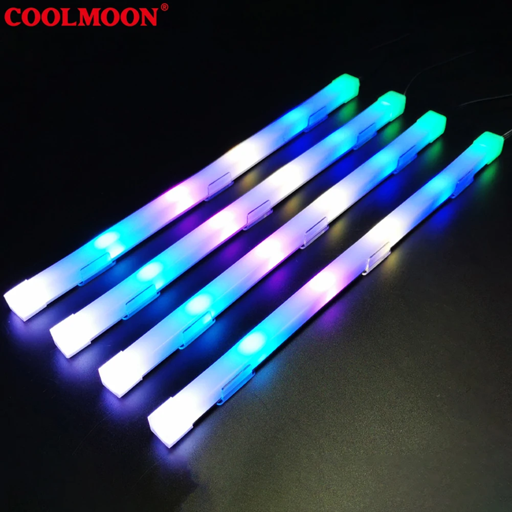 COOLMOON 30 ซม.อลูมิเนียม RGB PC Case LED Strip Magnetic Computer Light Bar 5V/3PIN Small 4Pin ARGB เมนบอร์ด Light-Strip
