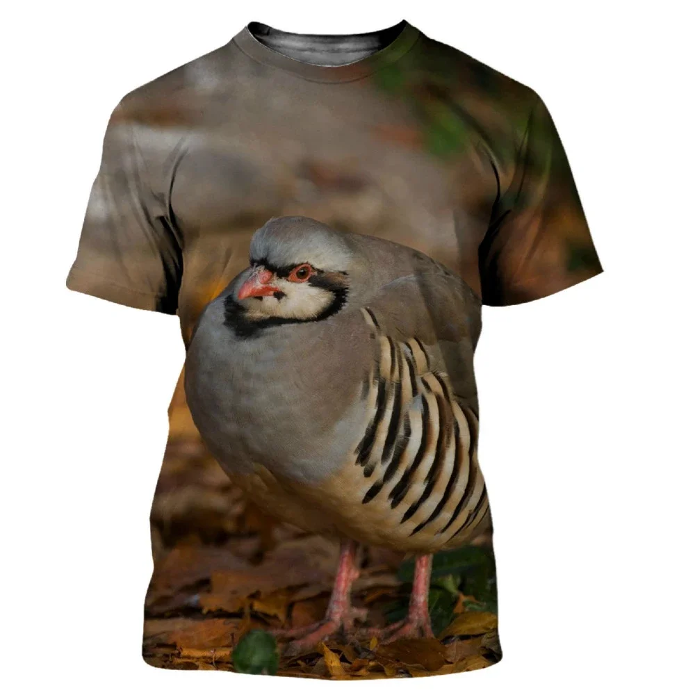 Camouflage Hunting Animals Quail 3D Print Summer Men\'s O-Neck T-shirt Casual Short Sleeve Oversized T Shirt Fashion Men Clothing