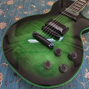 Zielona gitara elektryczna, mahoniowy korpus, palisandrowa podstrunnica, darmowa wysyłka
