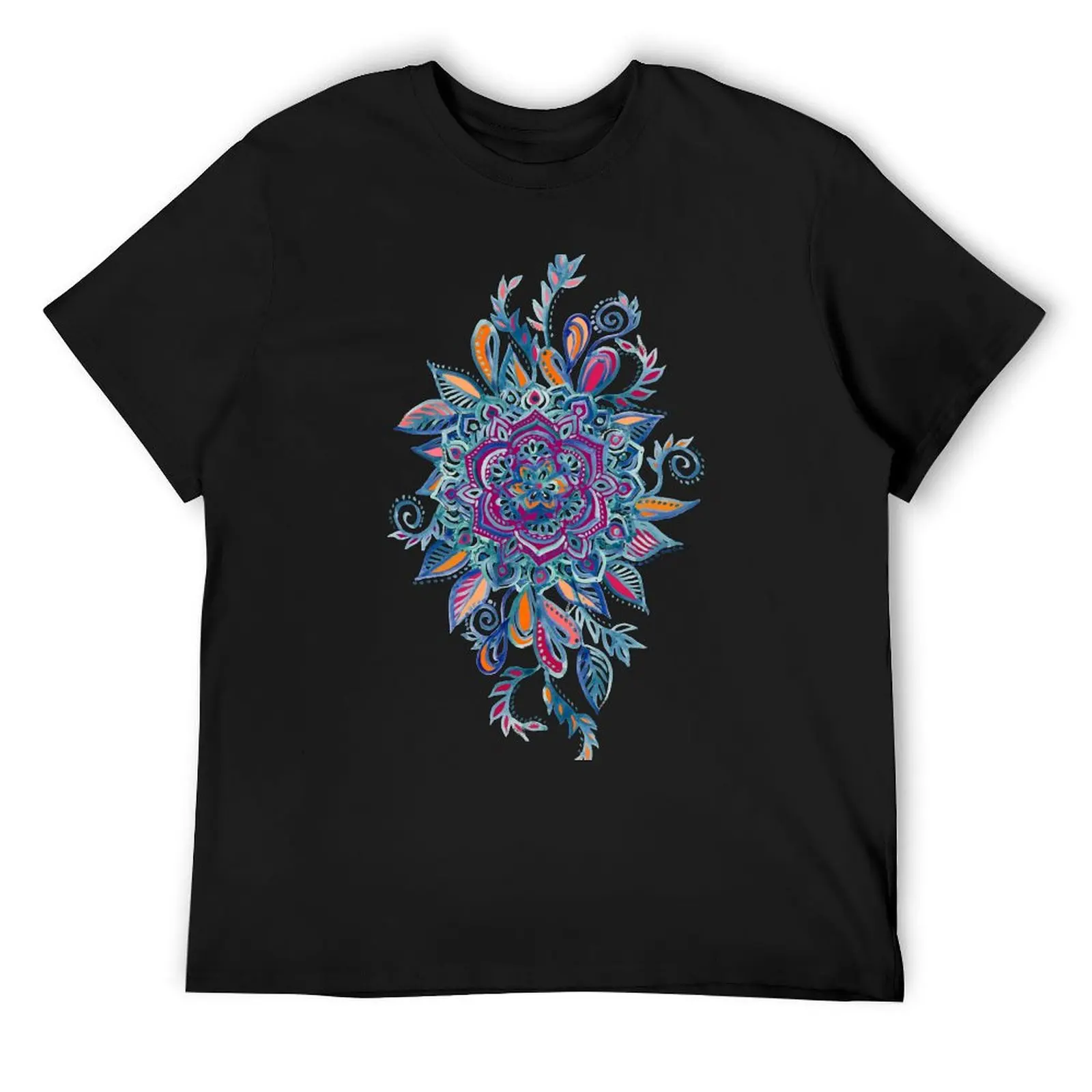 Deep Summer - Watercolor Floral Medallion T-Shirt aesthetic clothes oversized sports fans graphics plain black t shirts men