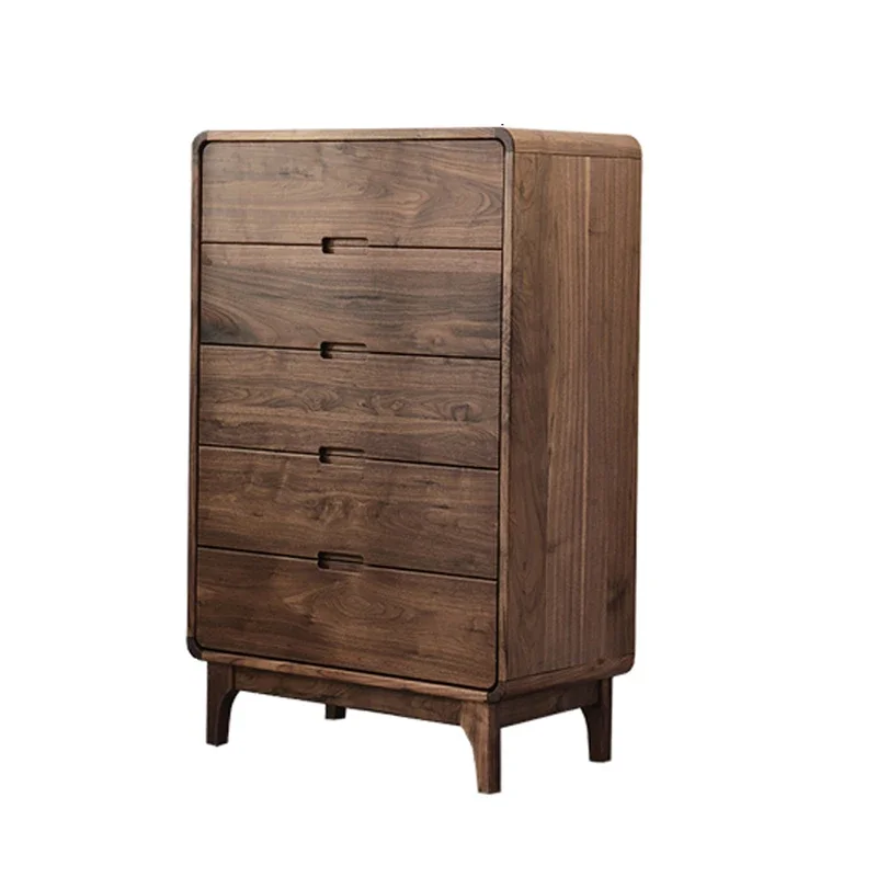 Nordic Solid Wood Bucket Cabinet, North American Black Walnut Wood Storage Cabinet, Bedroom Bucket Cabinet, Drawer Cabinet