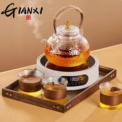 GIANXI Glass Teapot Set Chinese Home Large Capacity Receive Guests Kung Fu Teapot Set Hammer Design Woven Hemp Rope Beam Tea Pot