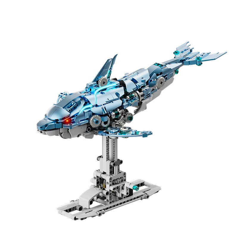 

888PCS Electric Mechanical Dolphin Building Blocks Home Decor Desktop Ornament Model Assembly Kit Birthday Gift Holiday Gift