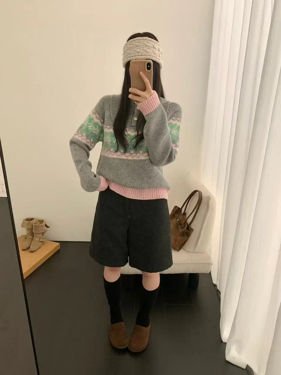 

Теплый вязаный свитер для женщин на осень-зиму с вышивкой на воротнике, в стиле колор-блок, универсальный, стройнящий, для повседневной носки