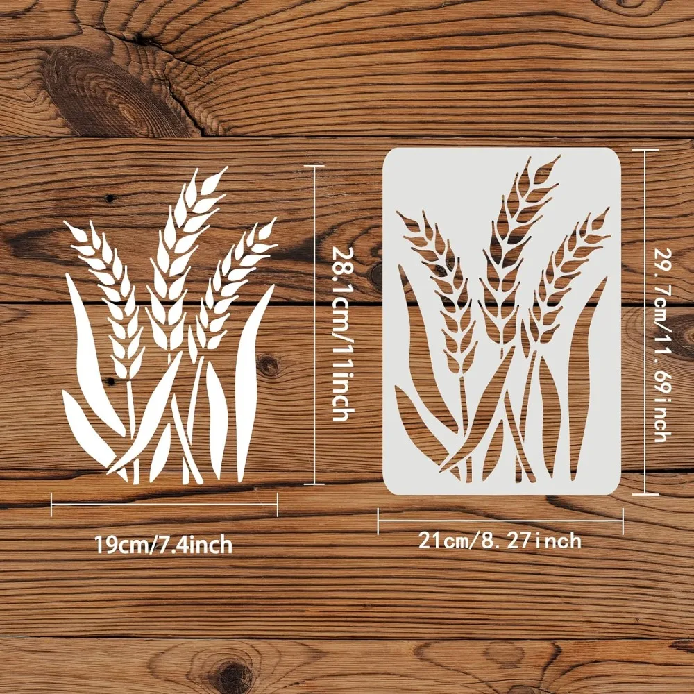 Wheat Stencil 11.7x8.3 inch Wheat Stalk Stencil Plastic Wheats Painting Stencil Reusable Wheat Pattern Stencils for Painting