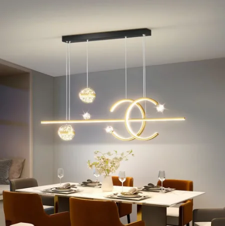 Dining Room Chandelier Modern Minimalist New Star Top Nordic Long Dining Table Lamp Gold Black Home Lighting Pendant Lights