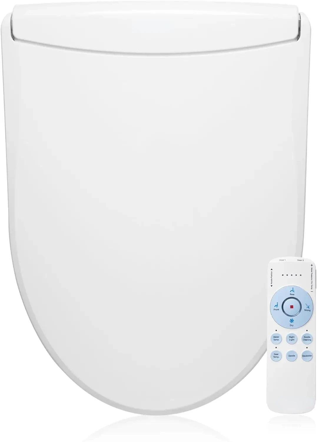 LS1800-EW Swash Electric Bidet Toilet Seat With Oscillating Stainless Steel Nozzle, Warm Air Dryer, Heated, Night Light